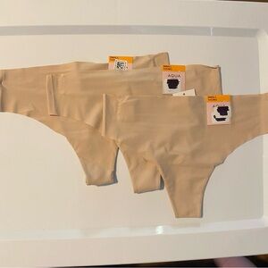 Lot of 3 Aqua‎ Microfiber Thong Panties Chai Nude SMALL
